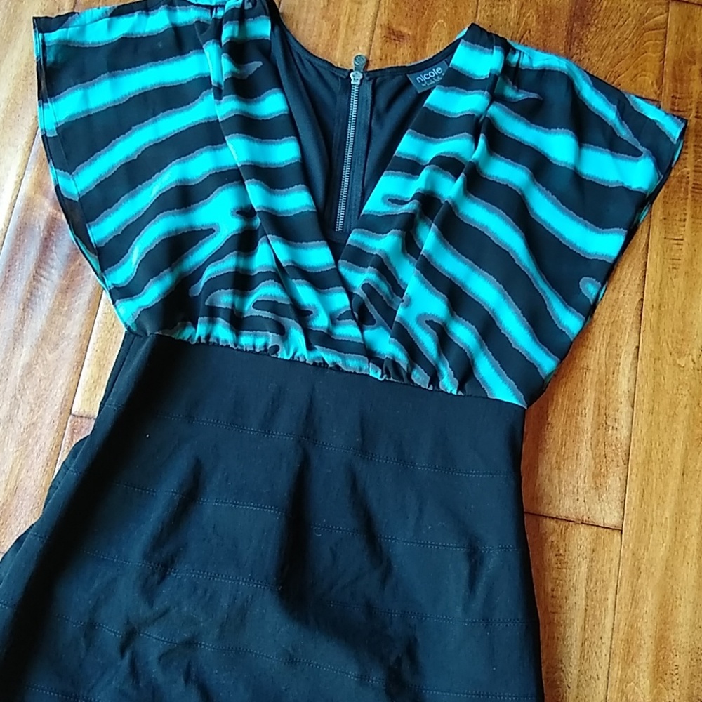 Flowy Top, Fitted Bottom Dress